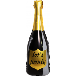 Шар (40''/102 см) Фигура, Бутылка Шампанское, Let`s Party, Черный, 1 шт.