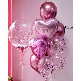 Набор шаров на выписку из роддома с гелием Розовый Хром