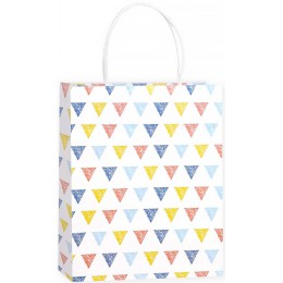 Пакет подарочный, Разноцветные треугольники, 32*26*12 см, 1 шт.