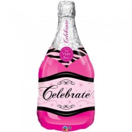 Шар фольгированный Бутылка шампанского розовая
