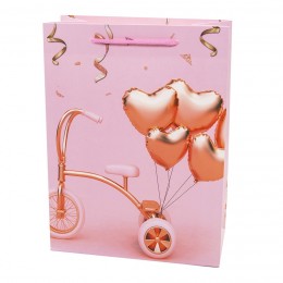 Пакет подарочный, Воздушные сердца, Розовый, 40*31*12 см, 1 шт.