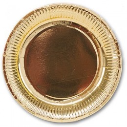 Тарелка фольгирован золотая 23см 6шт