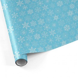 Бумага упаковочная Снежинки на голубом 67х99см