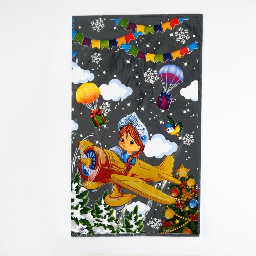Пакет подарочный "Новогодний полет" 25 х 40 см,  цветной металлизированный рисунок