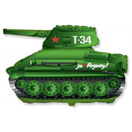 Шар (31''/79 см) Фигура, Танк Т-34, Зеленый, 1 шт.