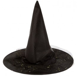 Шляпа ведьмы черная с кристаллами 41см/G