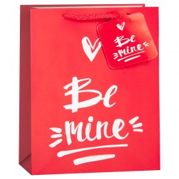 Пакет подарочный, Надпись мелом (сердечко), Красный, 23*18*10 см, 1 шт.