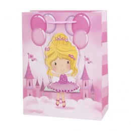 Пакет подарочный 3D, Принцесса-малышка, Розовый, с блестками, 23*18*8 см, 1 шт.