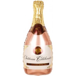 Шар (40''/102 см) Фигура, Бутылка Шампанское, Розовое Золото, 1 шт.