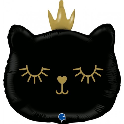 Шар (26''/66 см) Фигура, голова кошки, Черный, 1 шт.