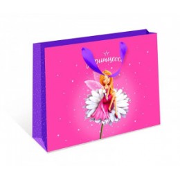 Пакет подарочный, Принцесса (фея цветов), Розовый, 40*50*15 см, 1 шт.