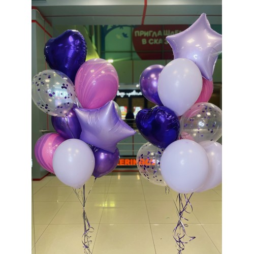 Набор шаров для девочки с гелием Фиолетовая вечеринка