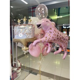 Набор шаров с гелием для девушки Розовый Леопард